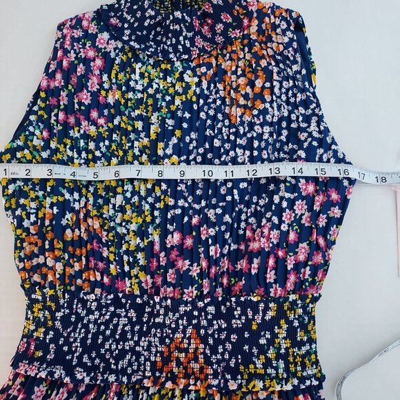 Nanette Lepore Pleated  Floral Smocked Sleeveless A Line Dress NWT - Picture 7 of 16